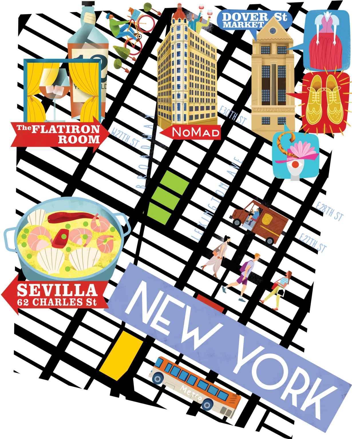 New York City Travel Tips Illustrated Map for Virgin Australia